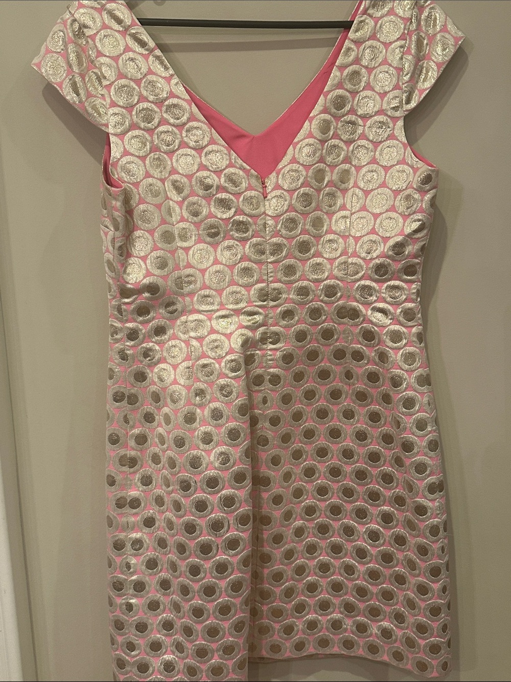 Lilly Pulitzer Pink and Gold Circle-Print Cap-Sleeve Sheath Dress - Picture 2 of 2